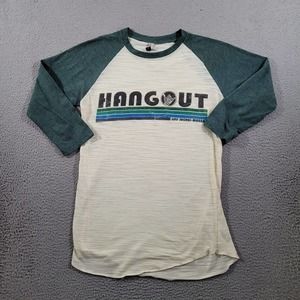 Hangout Shirt Mens‎ Small Beige Green Surfer Gulf Shores Alabama Beach Bum Tee